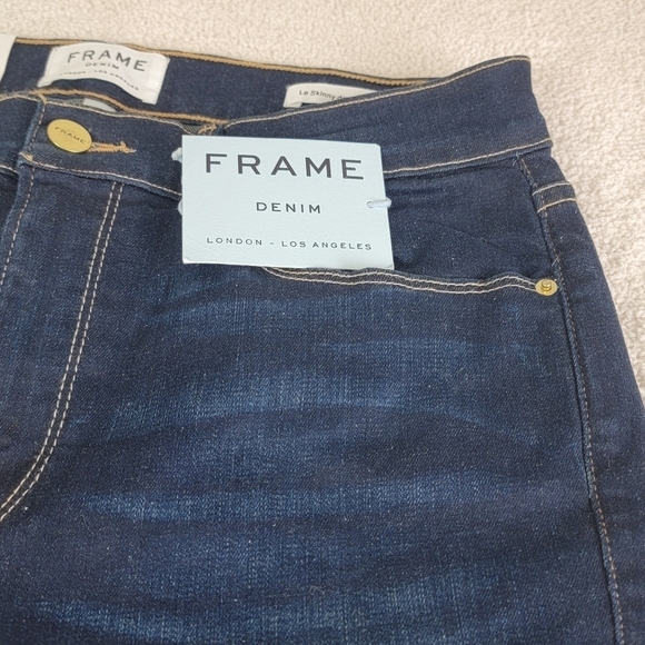 Frame Le Skinny De Jeanne Fellah Slit Rivet Clean Denim Blue Jeans Sz 31 NEW - Picture 7 of 16
